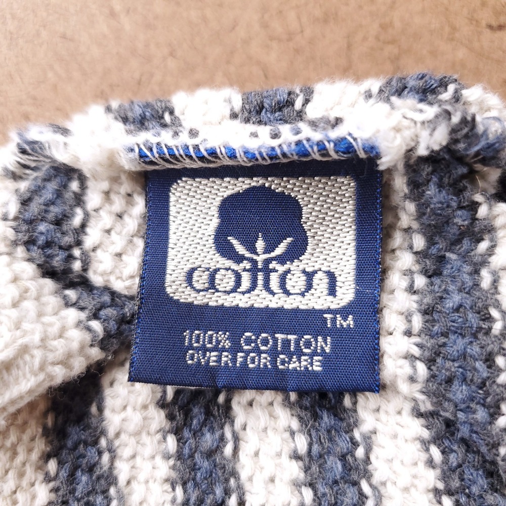 VTG Old Glory Striped Knit Button Up Vest Women M Blue White Vintage 90s Coastal - Picture 8 of 9